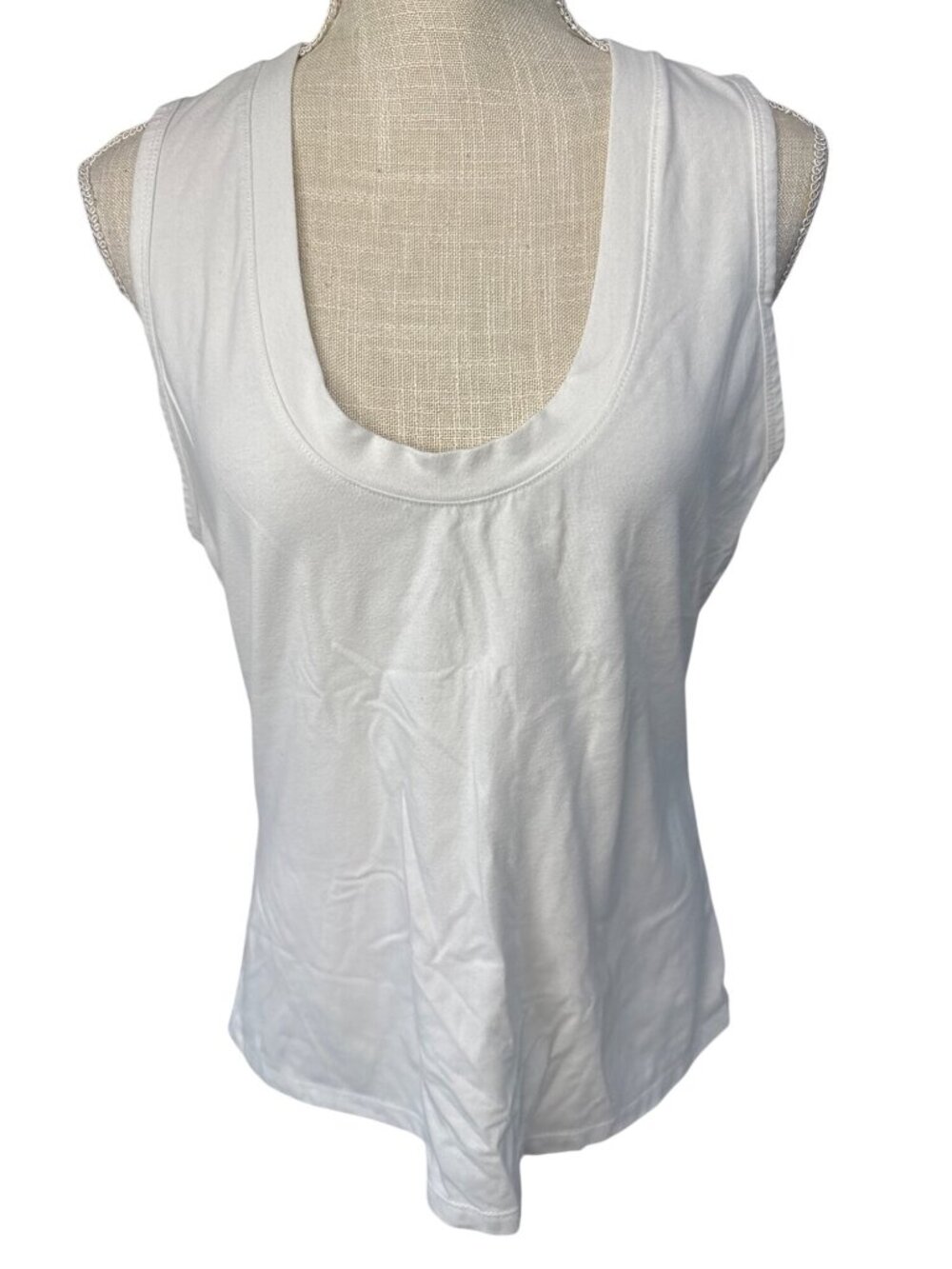 A New Day Womens White Sleeveless Scoop Neck Tank Top Size L